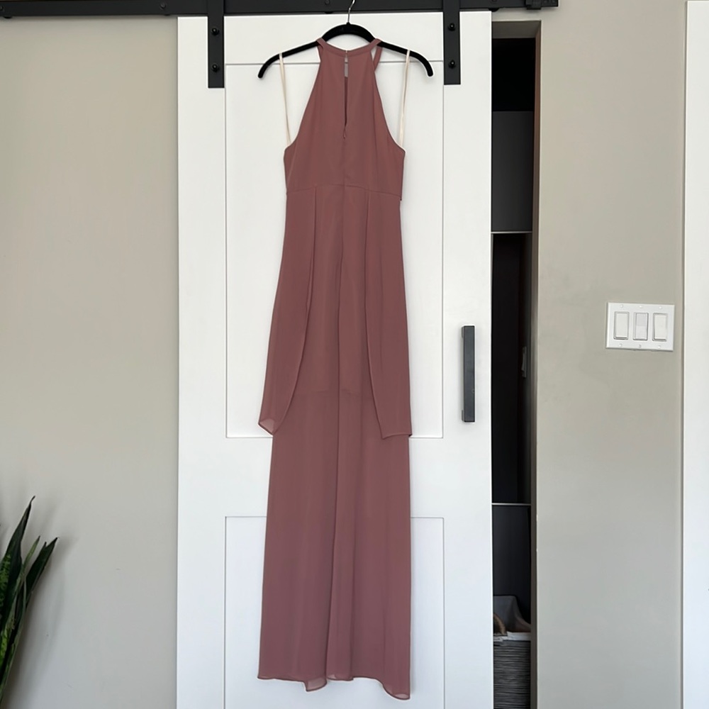 BCBGeneration, Mauve, floor length. Bottom is sheer past mid thigh
